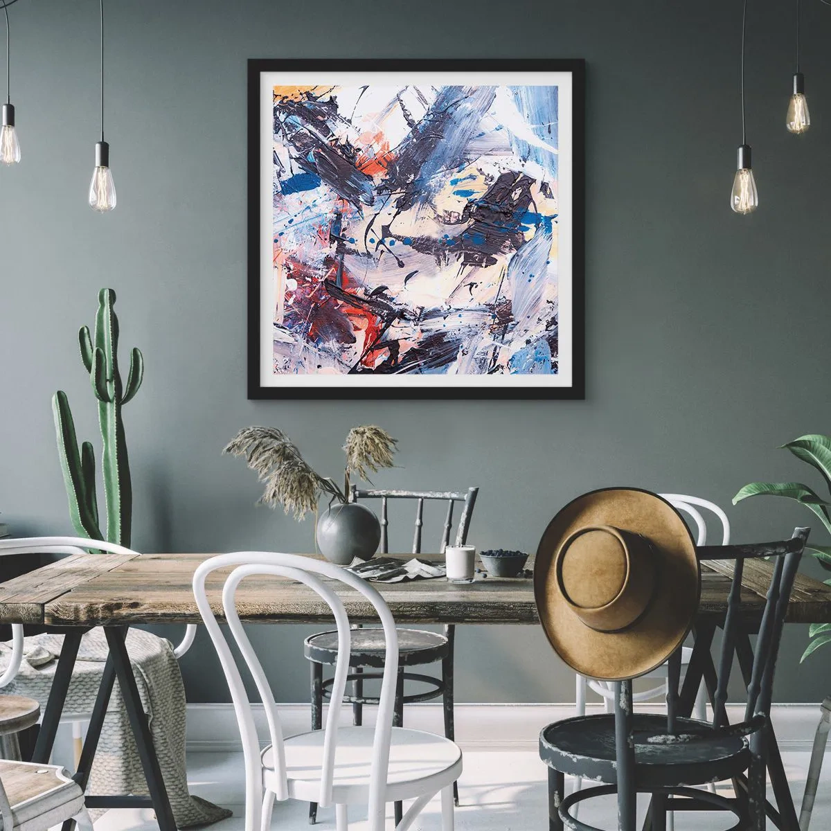 Poster în ramă neagră - Dansul nebun al abstracției - 50x50 cm