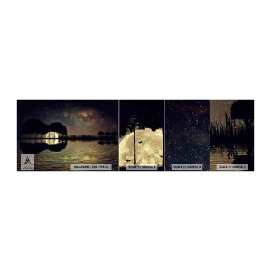 Mostră de Tapet Standard Eco - O noapte la capătul lumii - Peisaj, Lac, Luna - 100x30 cm