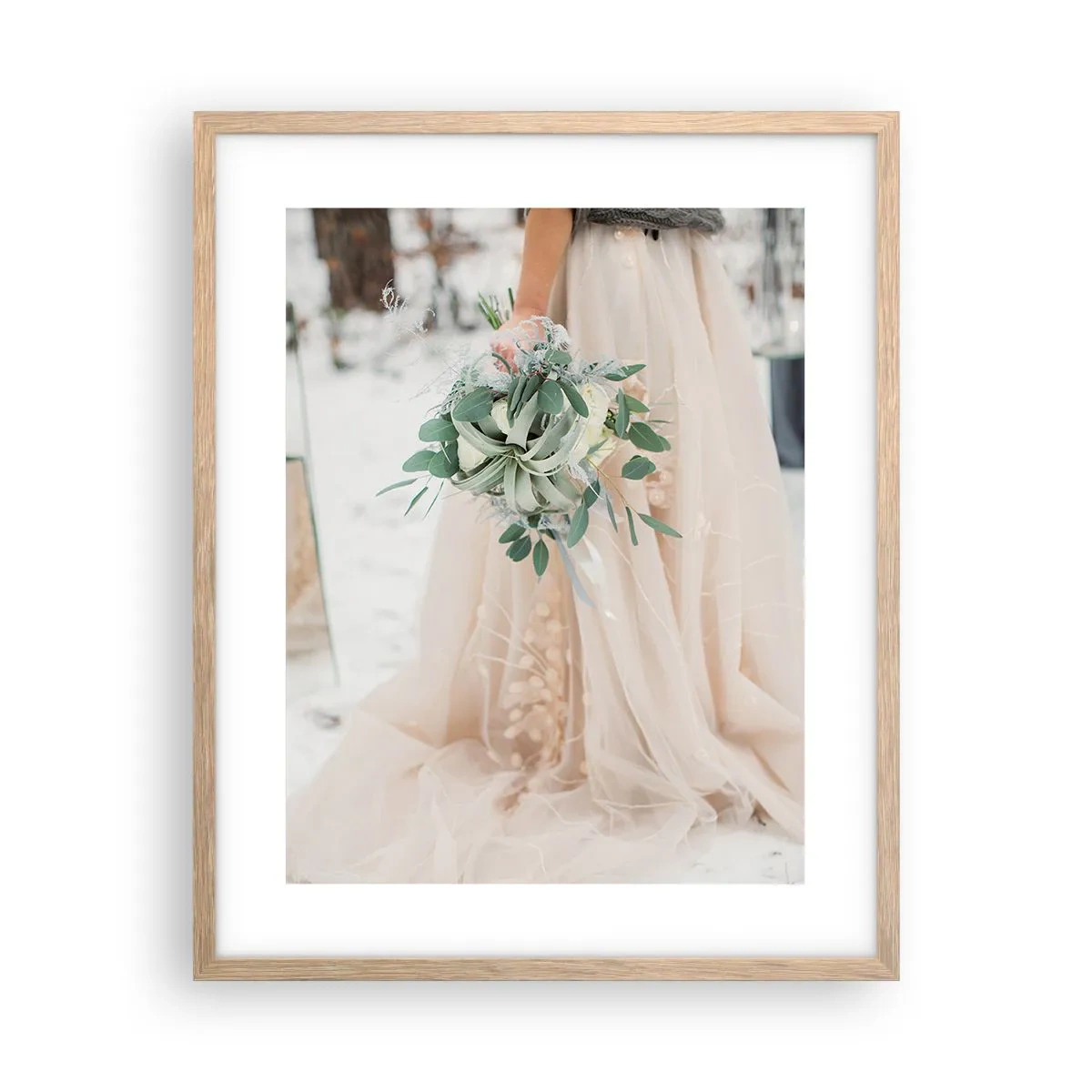 Poster în ramă de stejar deschis - Și au trăit fericiți până la adânci bătrâneți - 40x50 cm