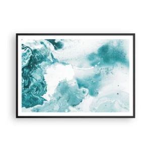 Poster în ramă neagră - Câmpii inundabile de albastru - 100x70 cm