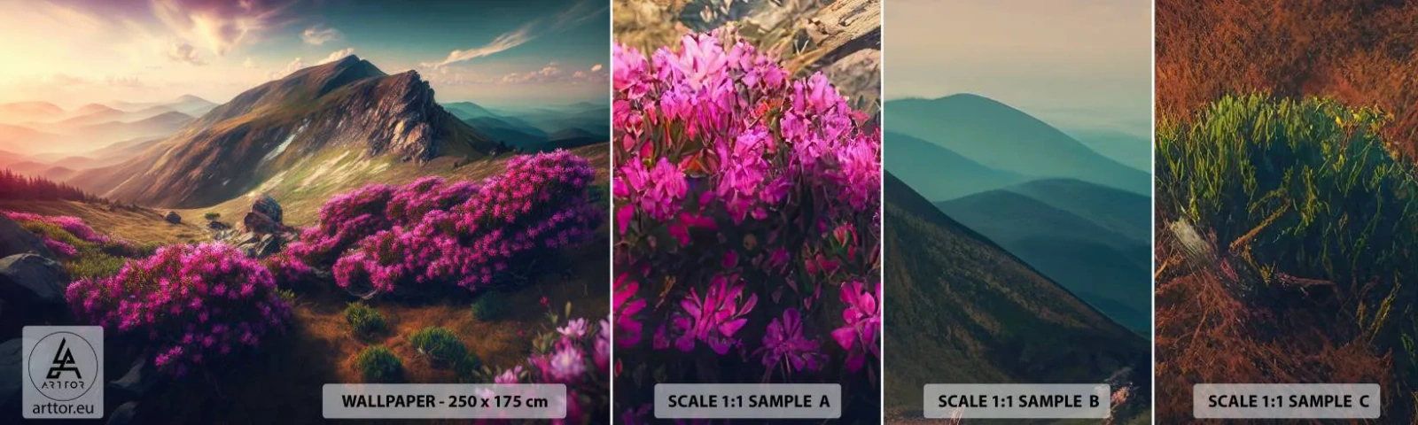 Mostră tapet autocolant Deluxe Sticker - Vara la munte - Peisaj, Natură, Munţi - 100x30 cm