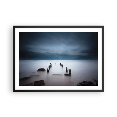 Poster în ramă neagră - Un lac în ceața calmă - 70x50 cm
