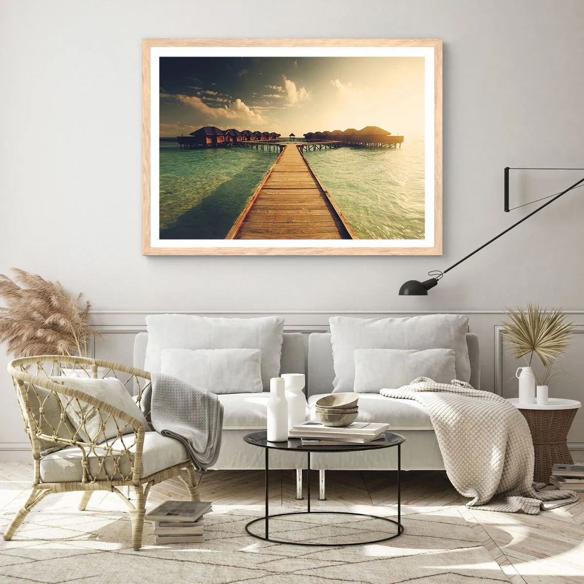 Poster în ramă de stejar deschis - O invitație caldă - 40x30 cm