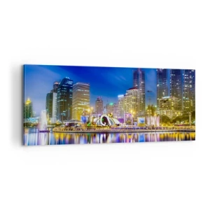 Tablou pe pânză - Noaptea de curcubeu a metropolei - 100x40 cm