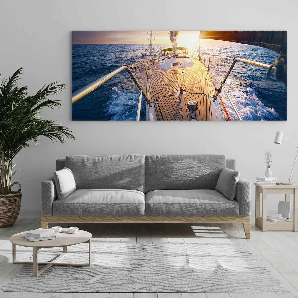 Tablou pe sticlă - Alergând pe valuri - 120x50 cm