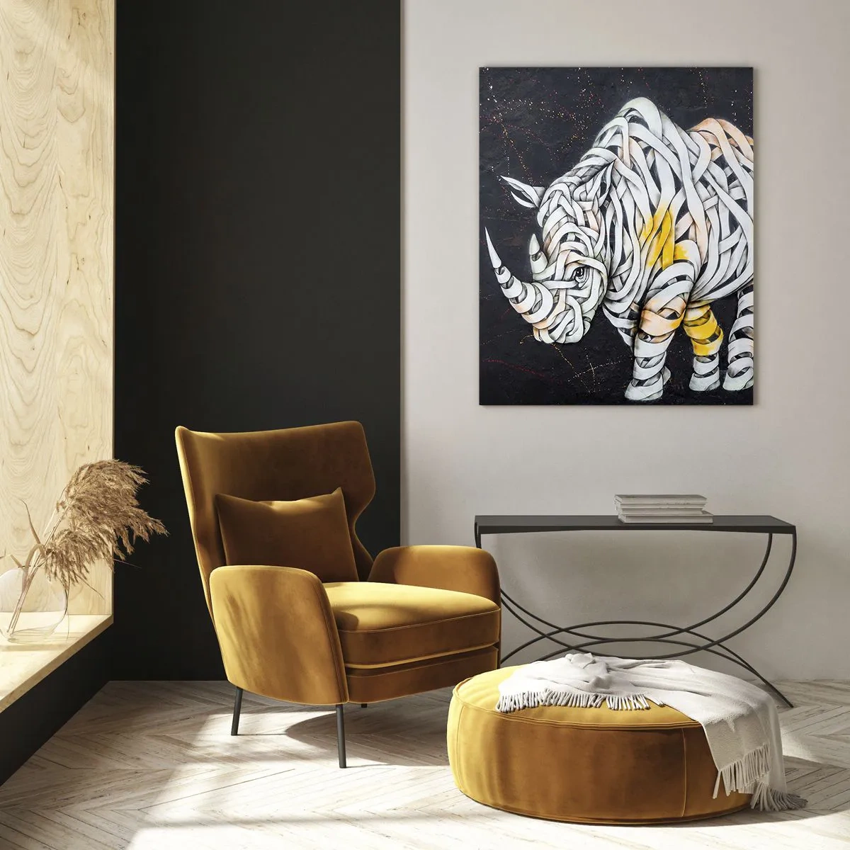 Tablou pe sticlă - Rinocer cu piele delicată - 50x70 cm