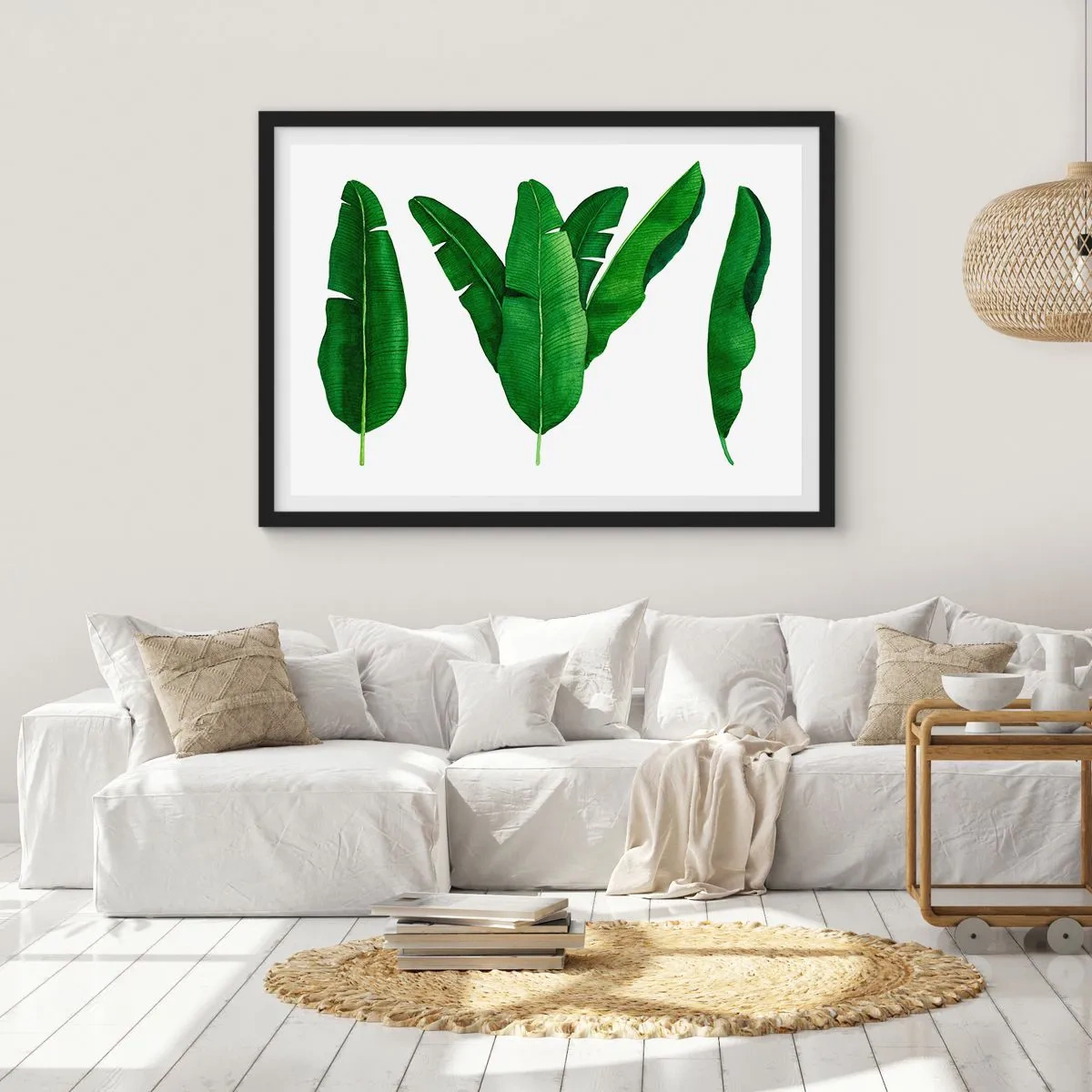 Poster în ramă neagră - Simetrie verde - 100x70 cm