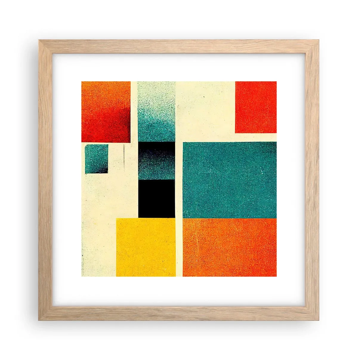 Poster în ramă de stejar deschis - Abstracție geometrică - energie bună - 30x30 cm