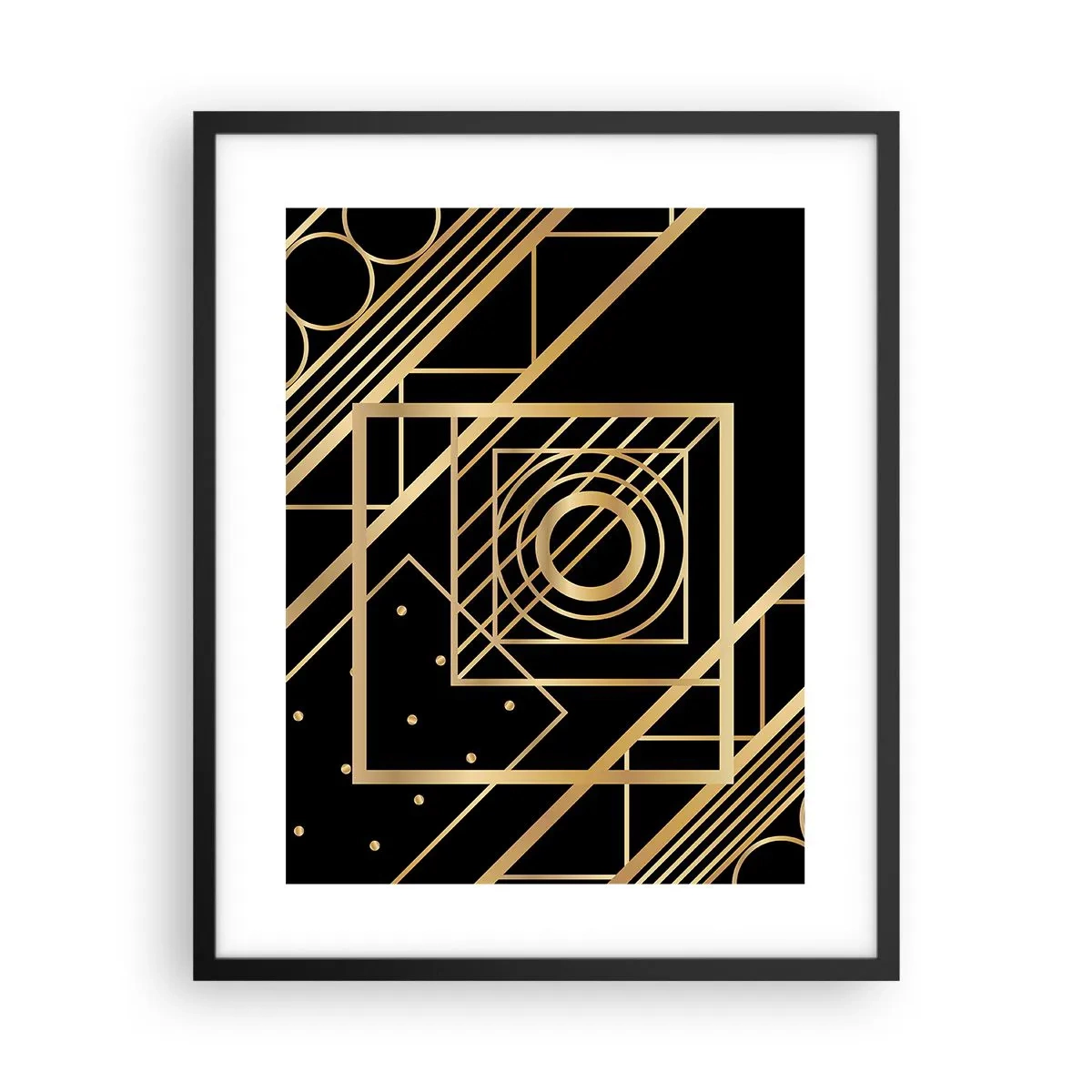 Poster în ramă neagră - Geometrie de aur - 40x50 cm