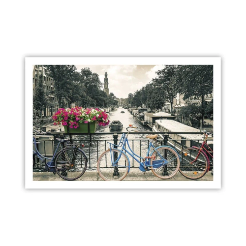 Poster - Culorile unui canal din Amsterdam - 91x61 cm