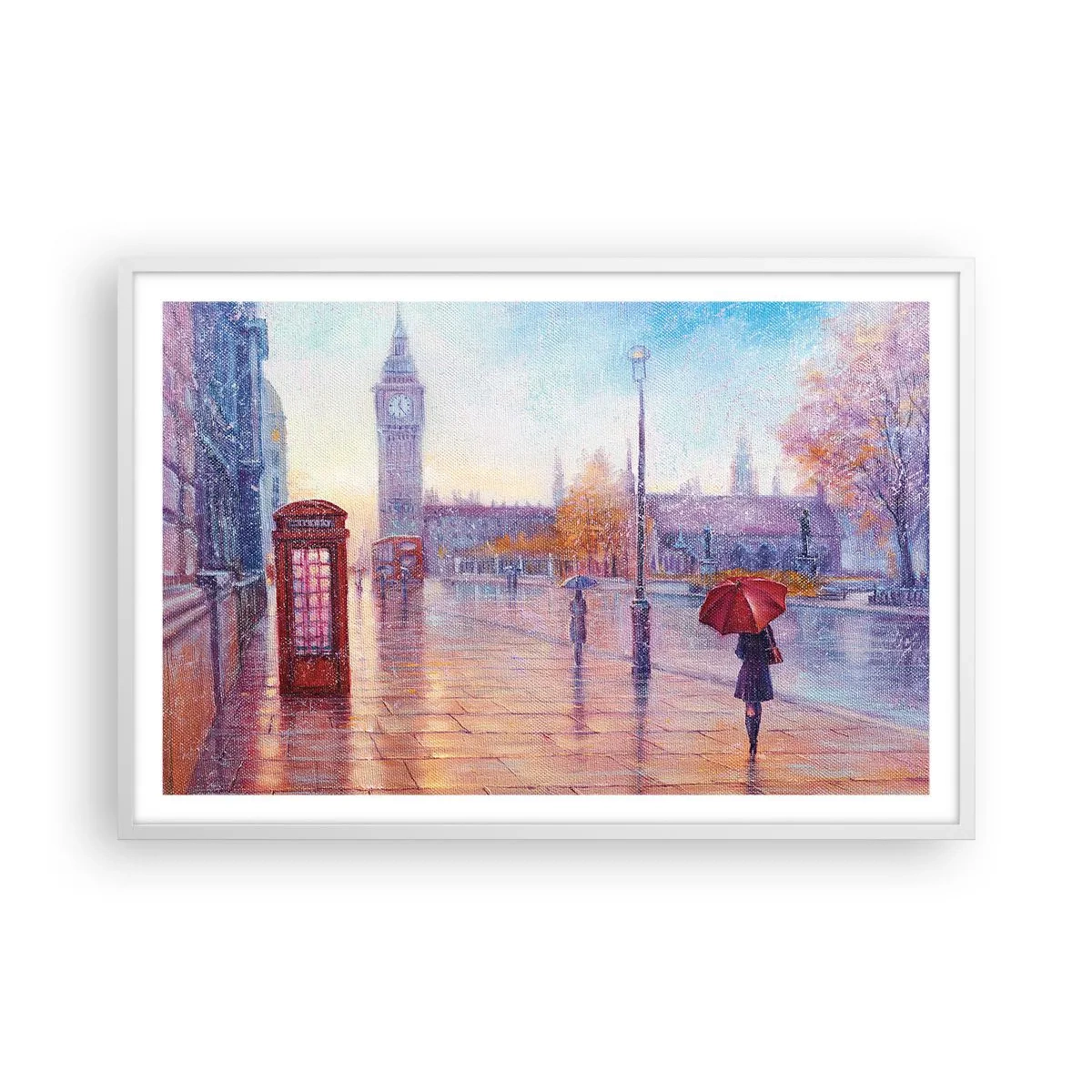 Poster în ramă albă - O zi de toamnă londoneză - 91x61 cm