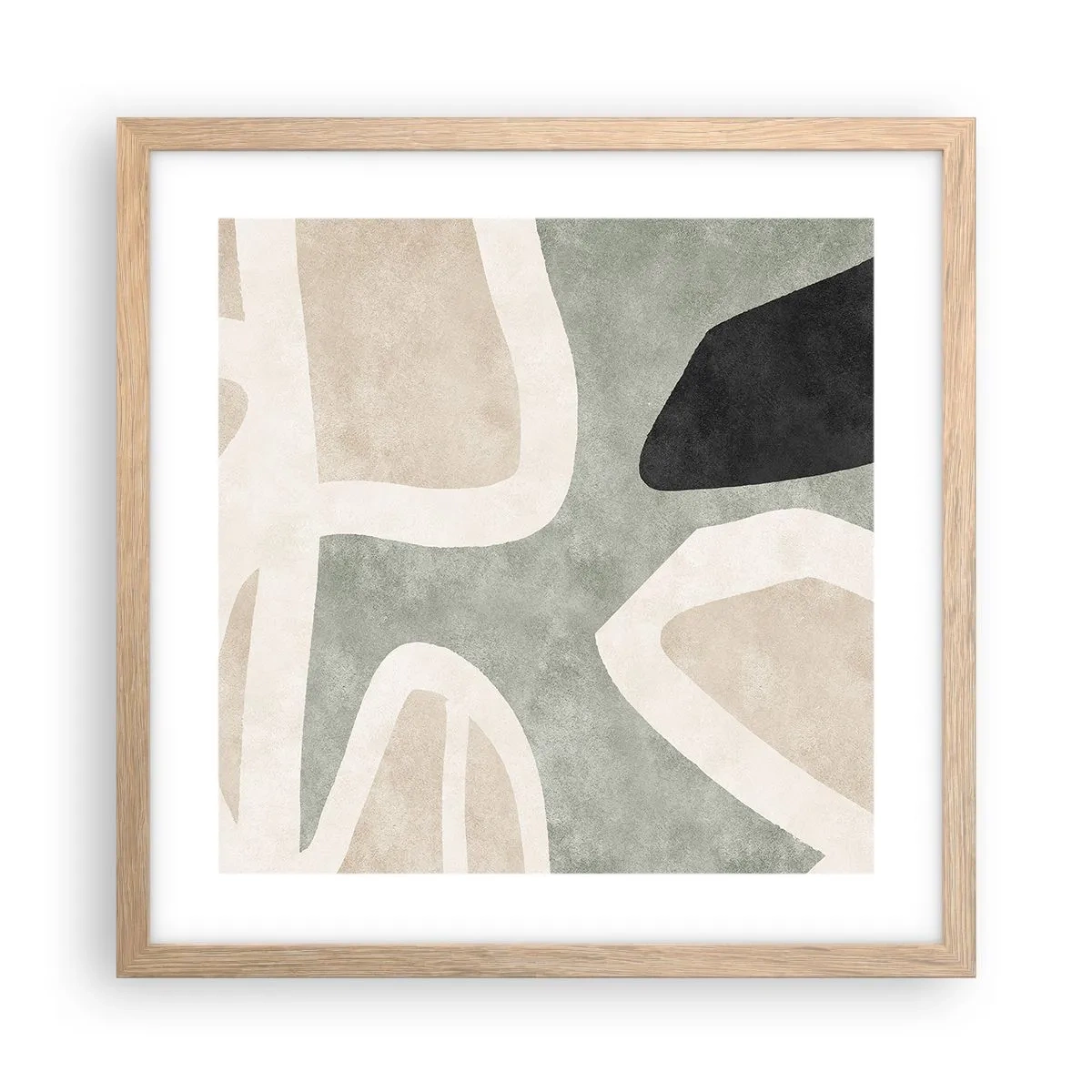 Poster în ramă de stejar deschis - Compoziție cu motiv negru - 40x40 cm
