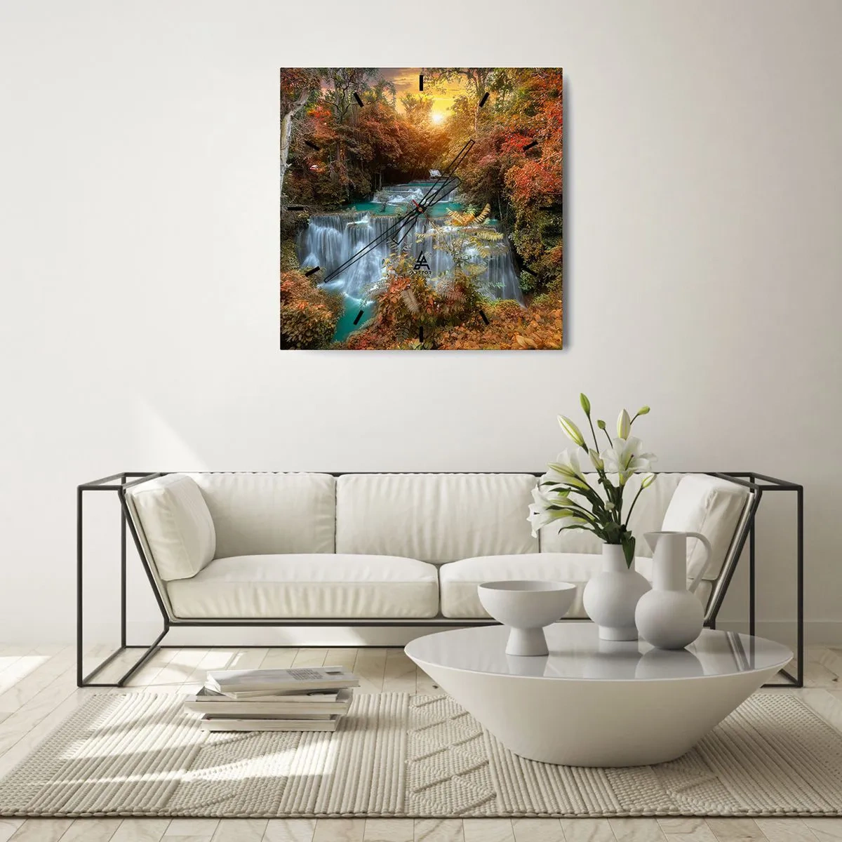 Ceas de perete - Ceas pe sticlă - Comoara ascunsă a pădurii - 30x30 cm