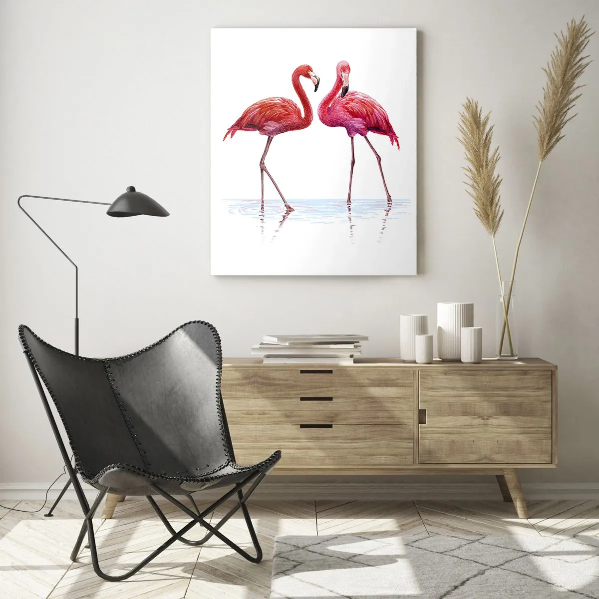 Tablou pe sticlă - Pink randez-vous - 50x70 cm