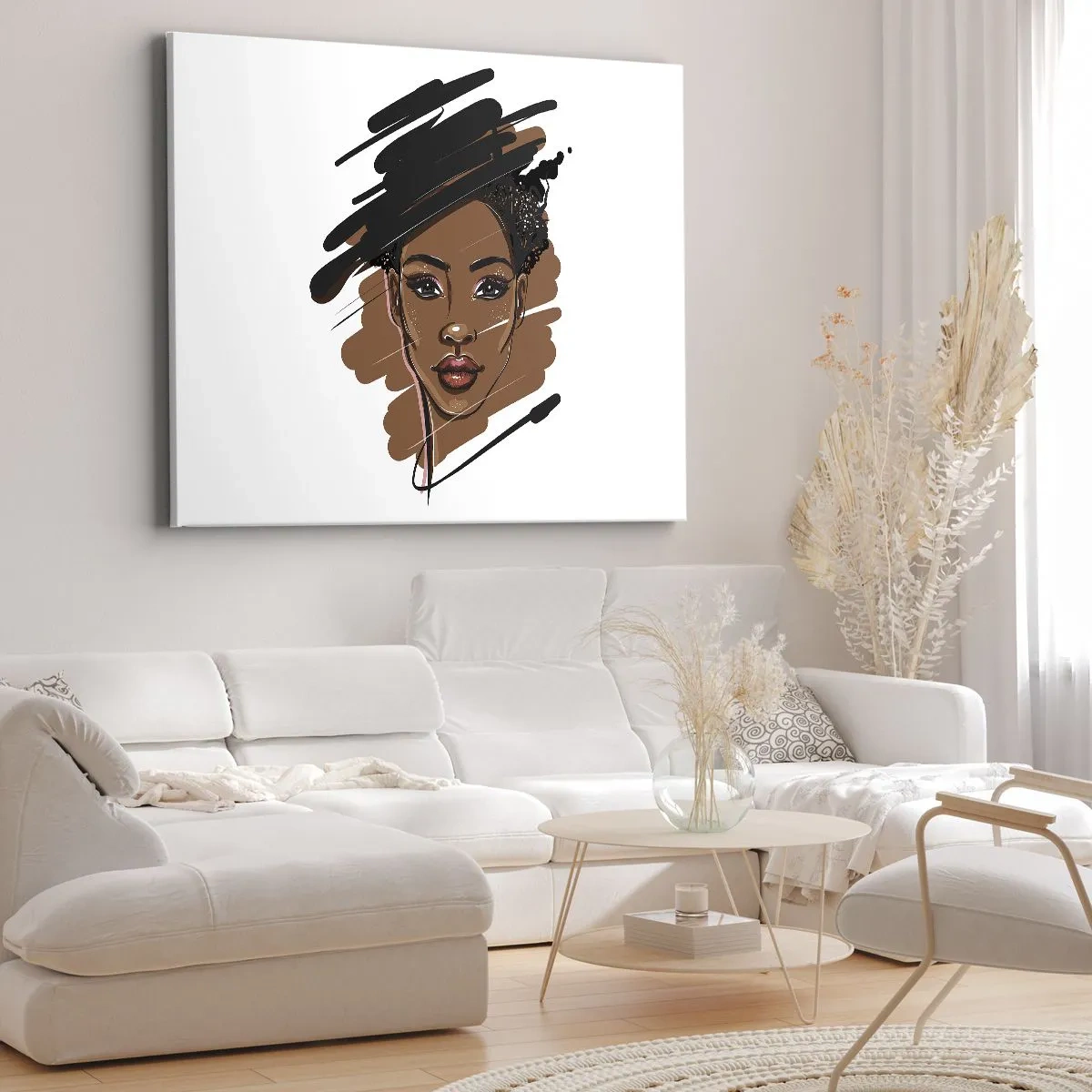 Tablou pe pânză Canvas - Portretul unei femei cu tușe artistice de vopsea - 70x50cm - Dulce ca ciocolata - Decorațiune modernă pentru perete pentru living și dormitor ARTTOR