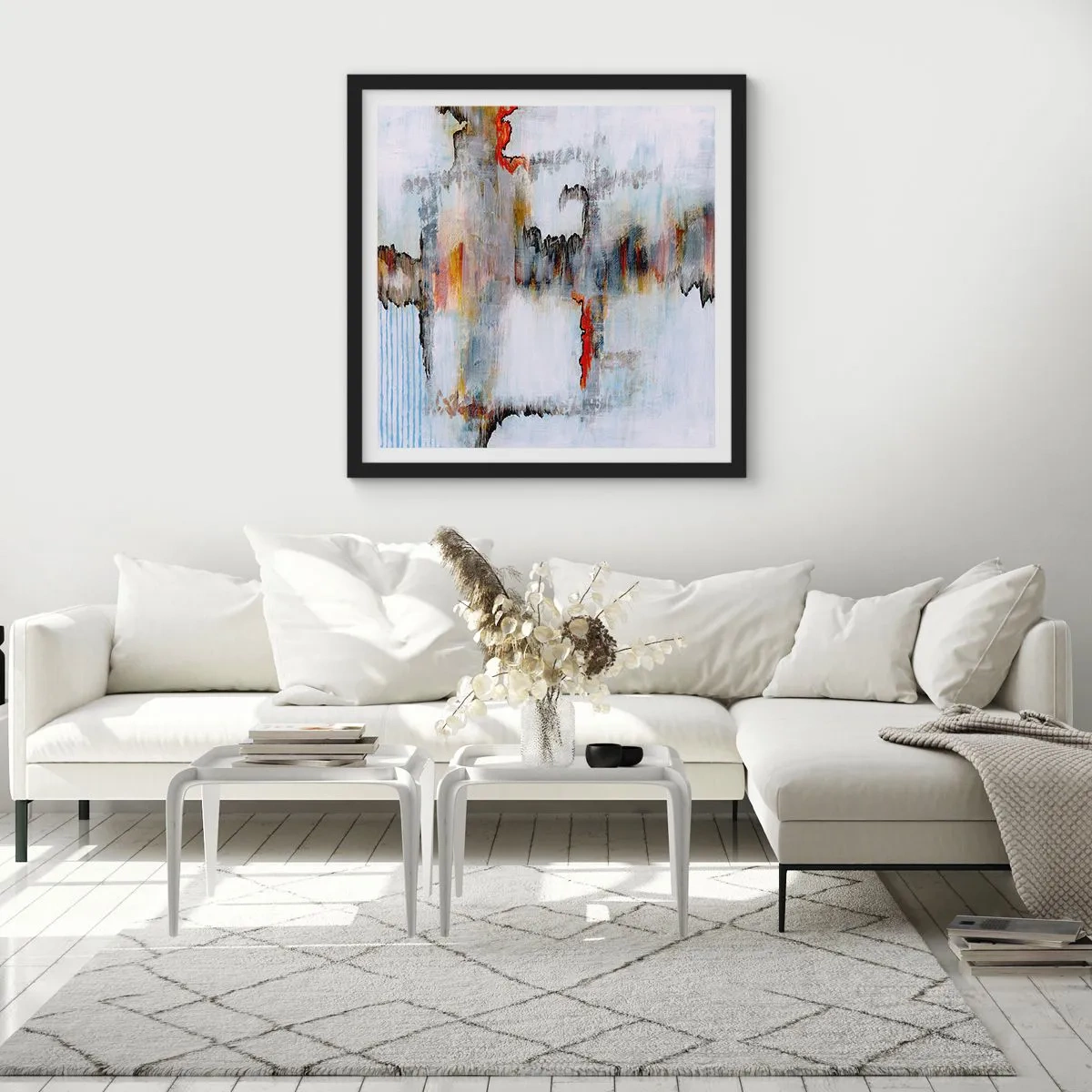Poster în ramă neagră - Cu bățul pe apă - 30x30 cm