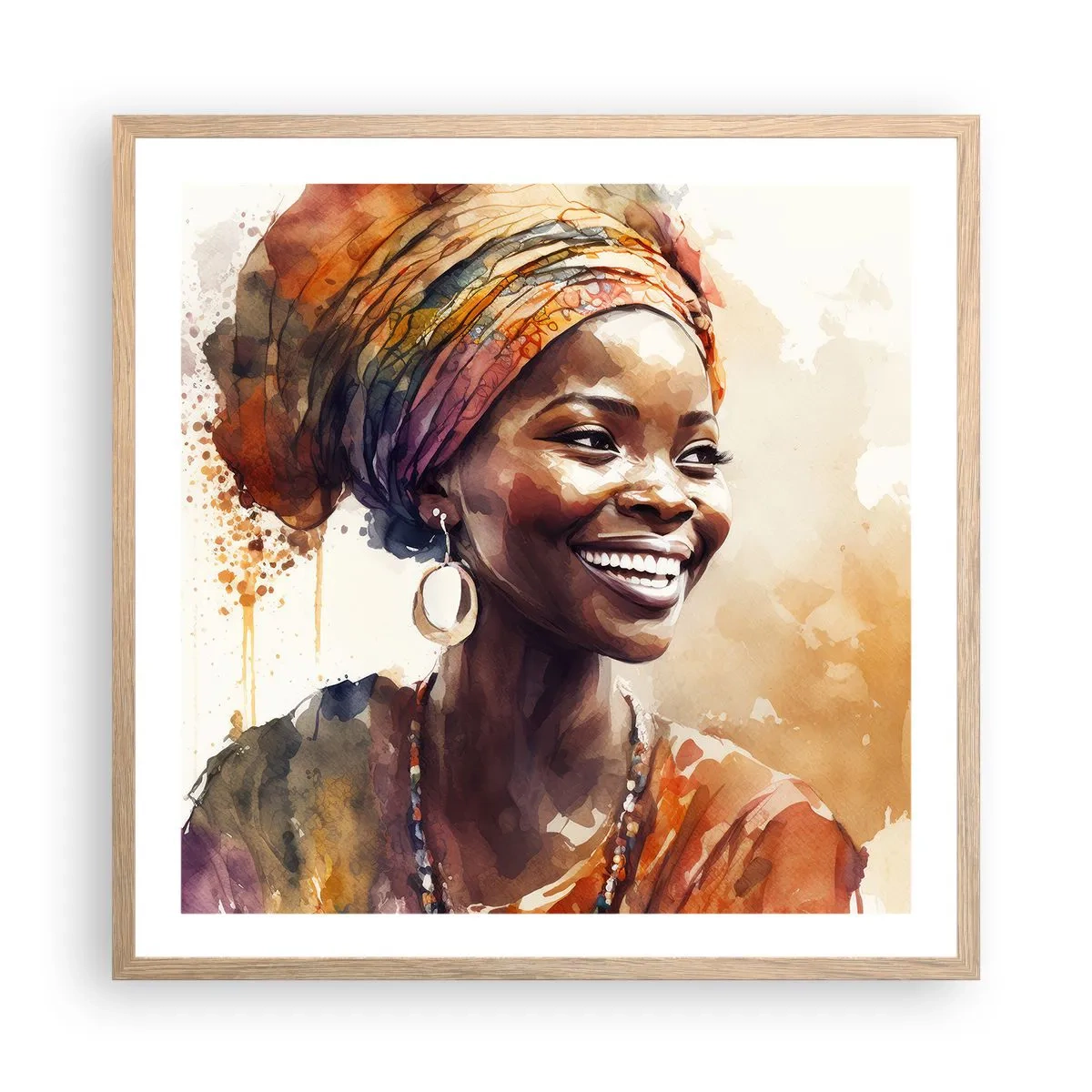Poster în ramă de stejar deschis - Regina africană - 60x60 cm