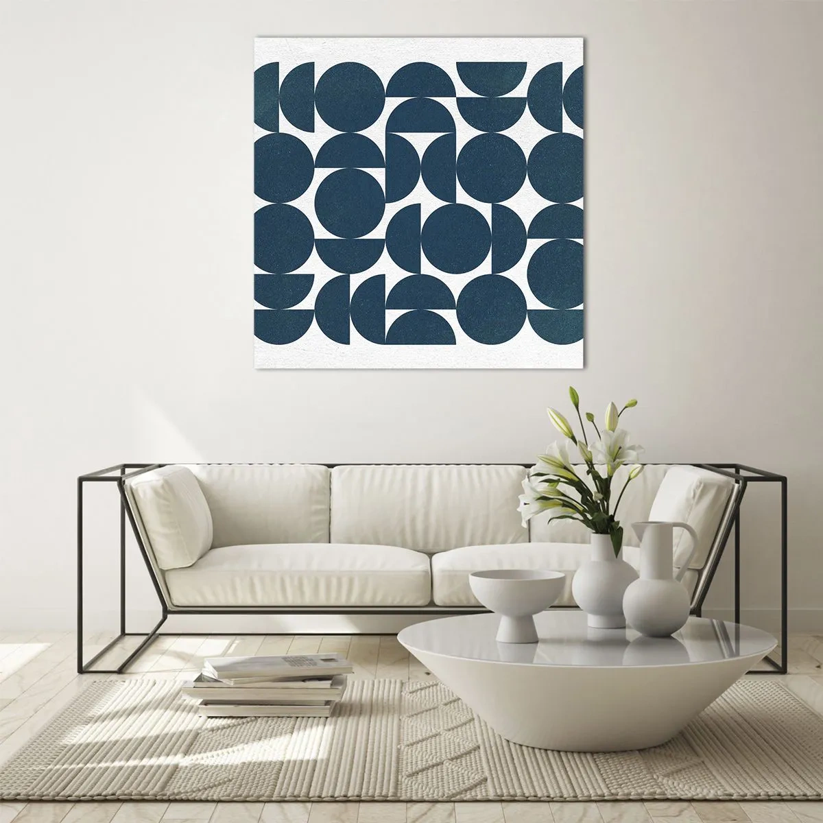 Tablou pe sticlă - Cercuri și semicercuri - 30x30 cm