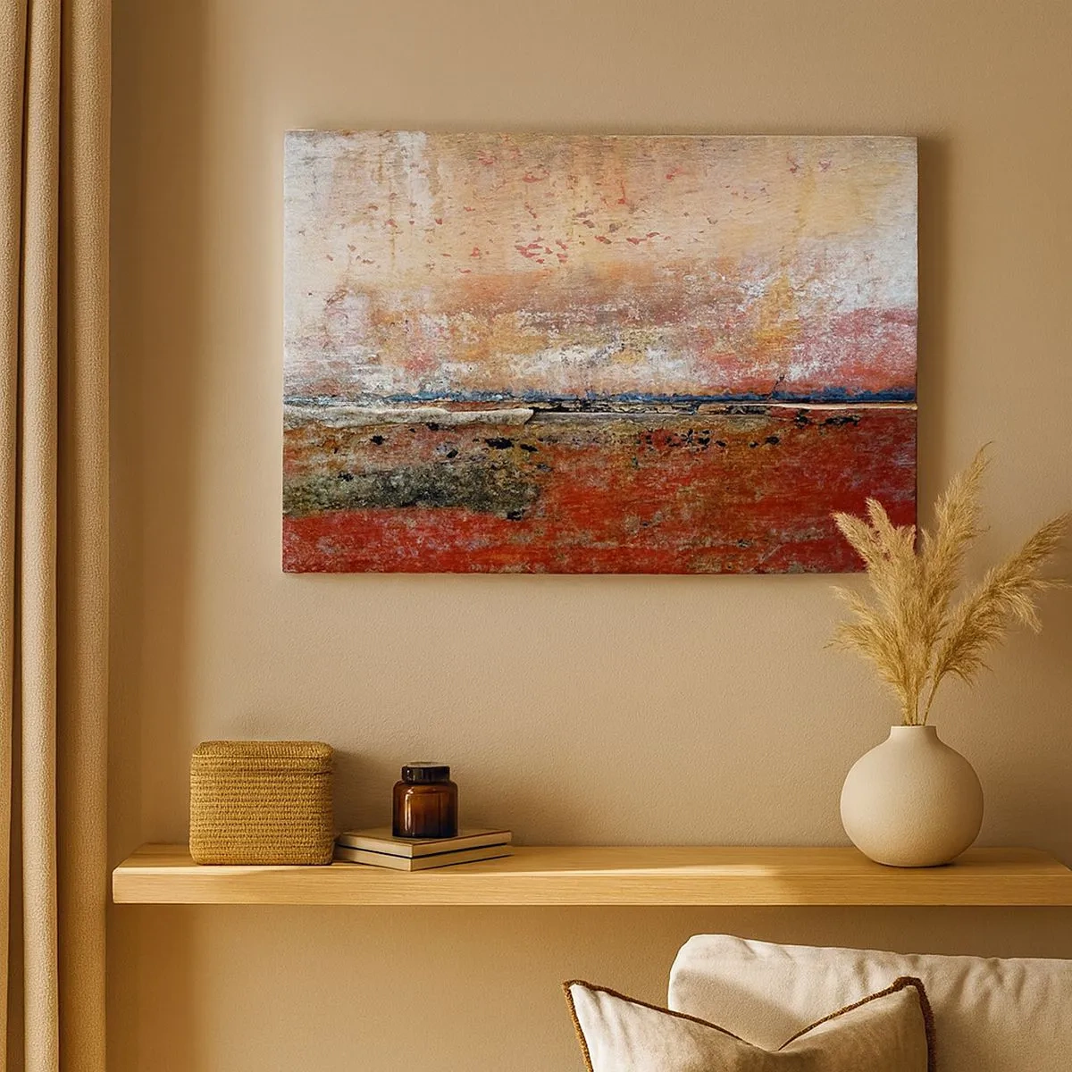 Tablou pe pânză Canvas - O compoziție abstractă inspirată de mare și natură. - 70x50cm - Oare este marea? - Decorațiune modernă pentru perete pentru living și dormitor ARTTOR