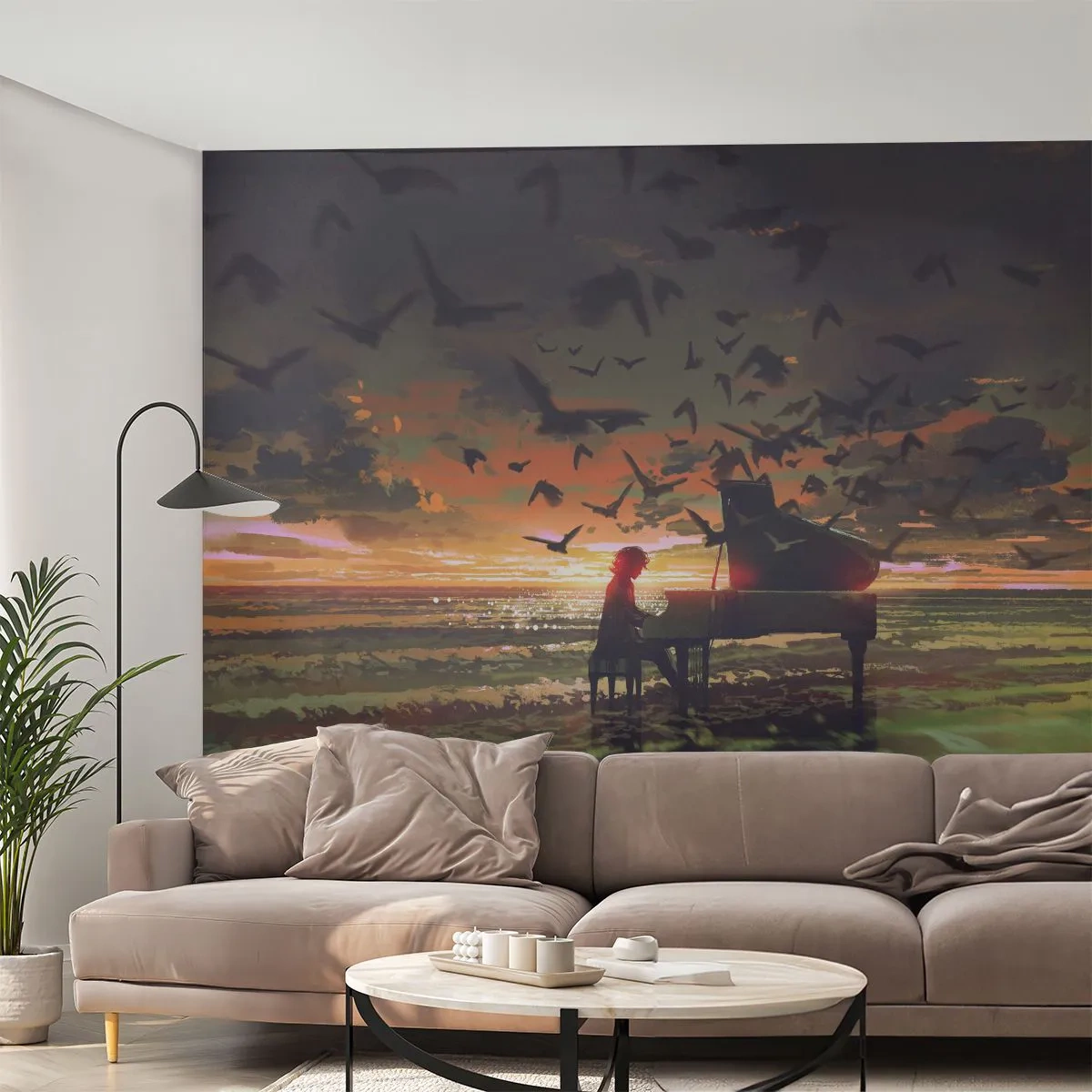 Tapet Standard Eco - Concert pentru pian și valuri - Abstracția, Pian, Muzică - 400x280 cm