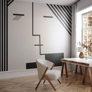 Tapet Premium Canvas - Doar un sărut - Artă Modernă, alb-negru, Față - 200x140 cm
