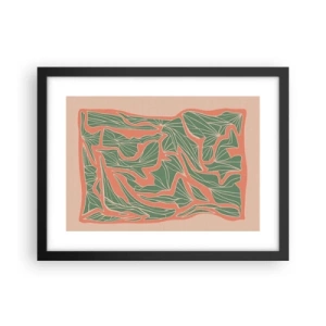 Poster în ramă neagră - Lupta dintre coral și verde - 40x30 cm