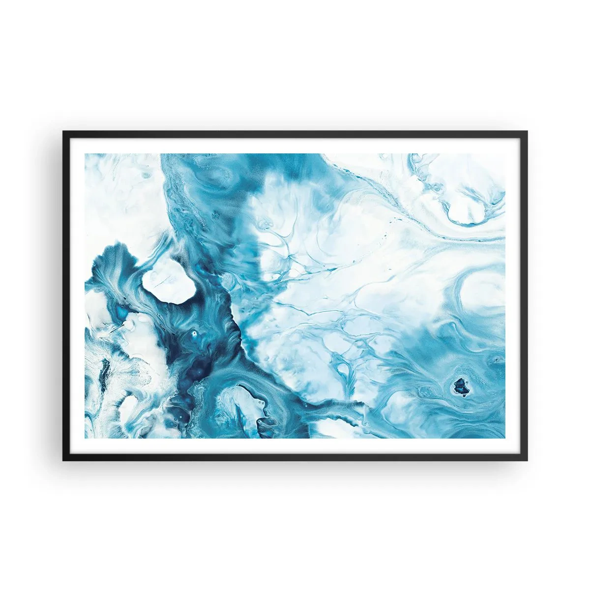Poster în ramă neagră - Concert de nuanțe de albastru - 100x70 cm