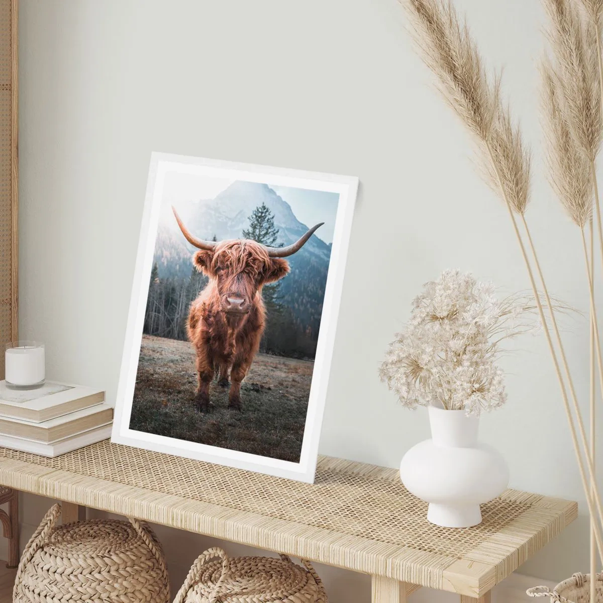 Poster în ramă albă - Salutări de pe o pajiște de munte - 61x91 cm