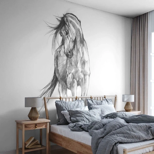 Tapet Premium Canvas - Într-un trap grațios - Cal, Grafică, Animale - 200x140 cm