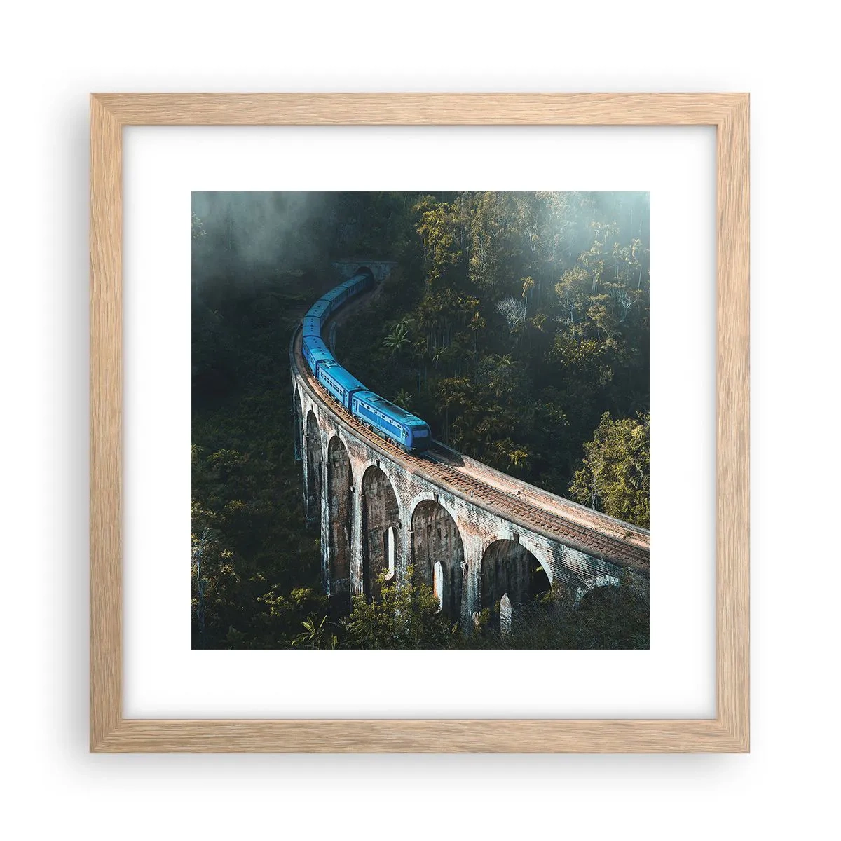 Poster în ramă de stejar deschis - Cu trenul spre natură - 30x30 cm