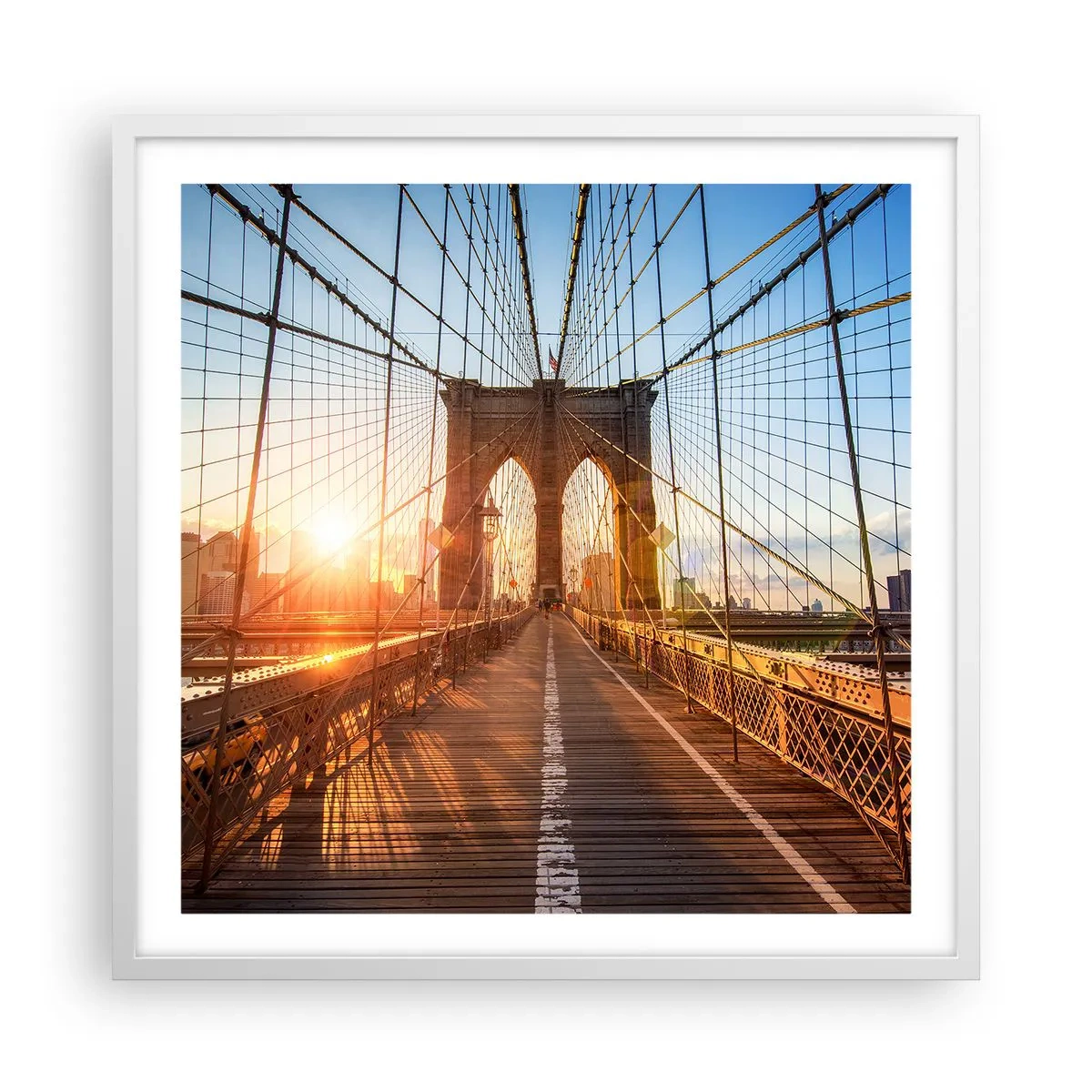 Poster în ramă albă - Pe podul de aur - 60x60 cm