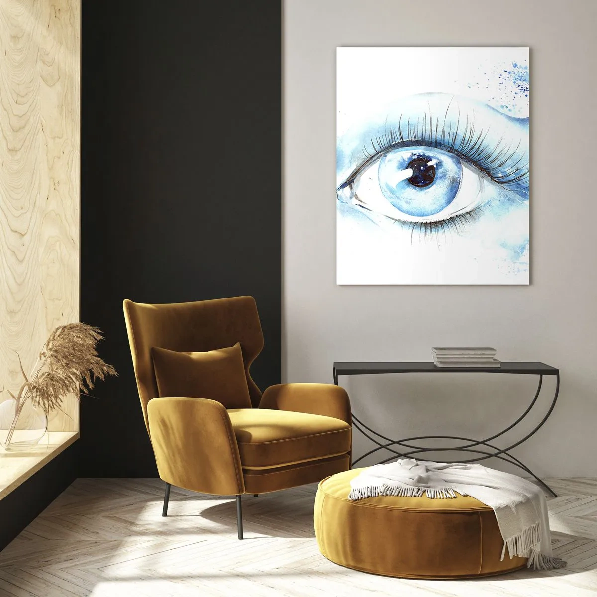Tablou pe sticlă - Scufundă-te în albastrul privirii - 50x70 cm