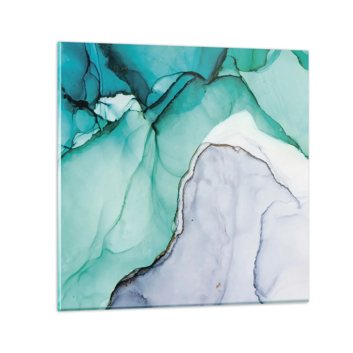 Tablou pe sticlă - Studiu în turcoaz - 30x30 cm