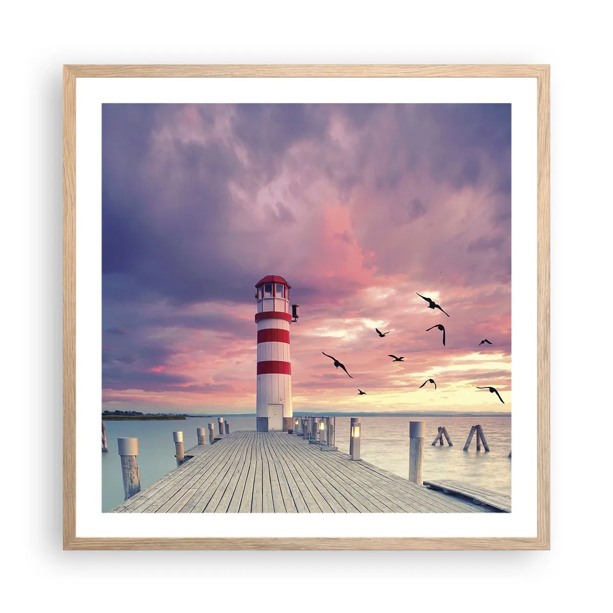 Poster în ramă de stejar deschis - Să ne întoarcem în port - 60x60 cm