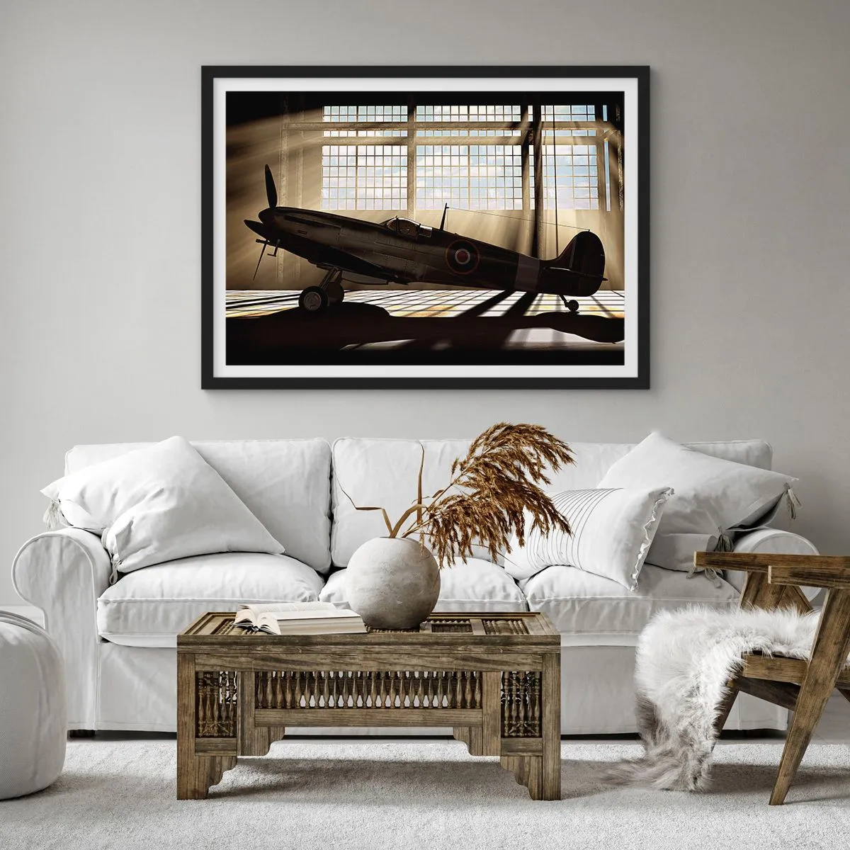 Poster în ramă neagră - Odihna războinicului - 100x70 cm