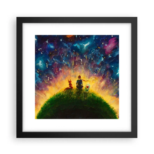 Poster în ramă neagră - Dragoste și prietenie - întreaga lume - 30x30 cm