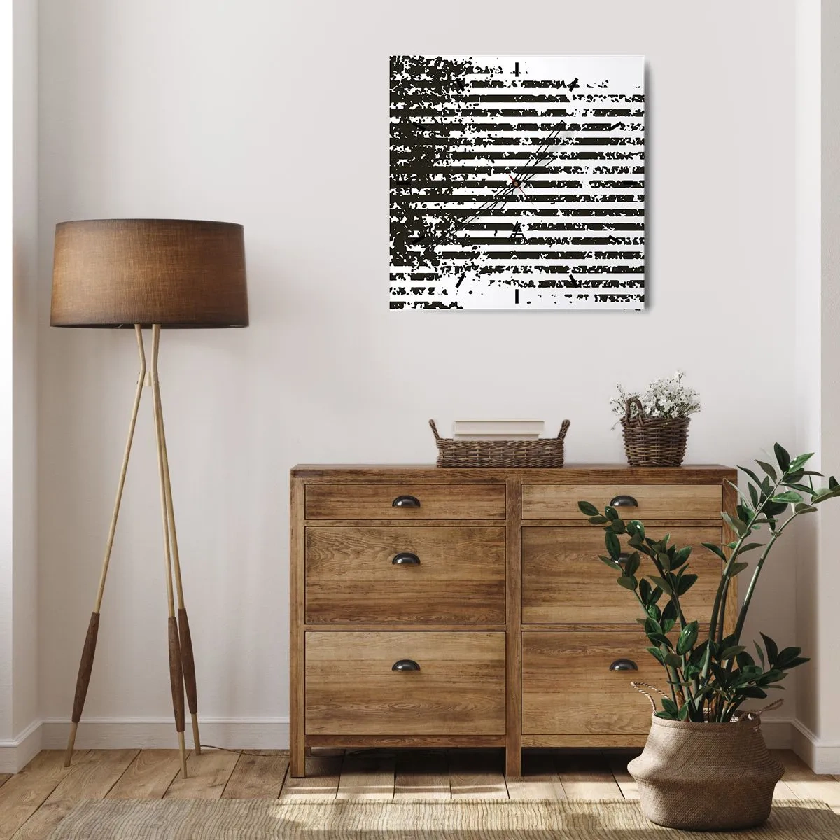 Ceas de perete - Ceas pe sticlă - Ritm și zgomot - 40x40 cm