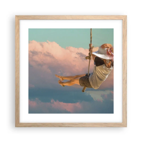 Poster în ramă de stejar deschis - Distracție în nori - 40x40 cm