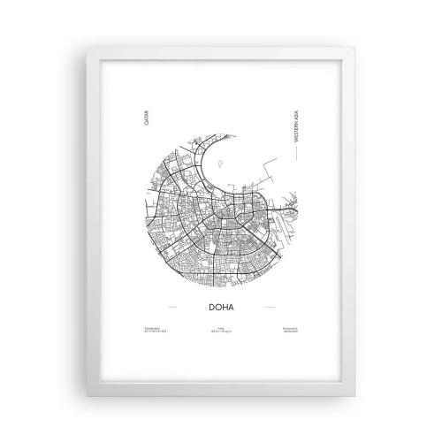 Poster în ramă albă - Anatomia orașului Doha - 30x40 cm