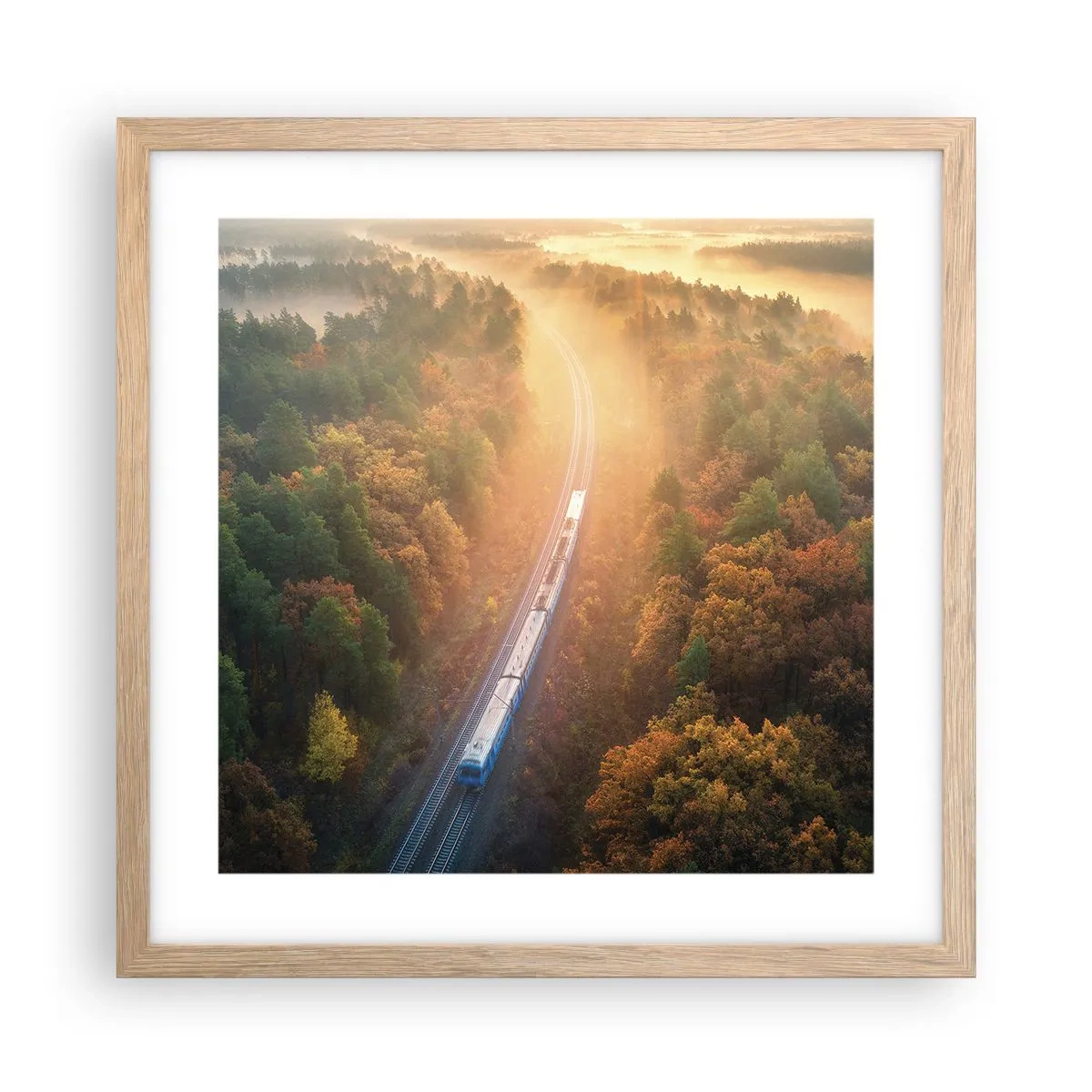 Poster în ramă de stejar deschis - Călătorie de toamnă - 40x40 cm