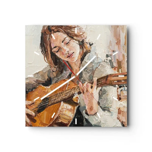 Ceas de perete - Ceas pe sticlă - Concert pentru chitară și inima unei fete - 40x40 cm