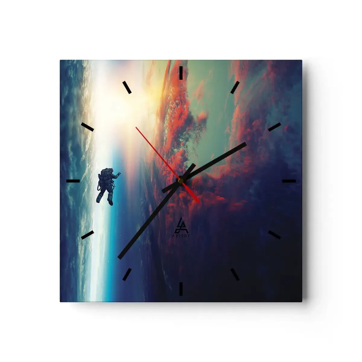 Ceas de perete - Ceas pe sticlă - Provocând universul - 30x30 cm