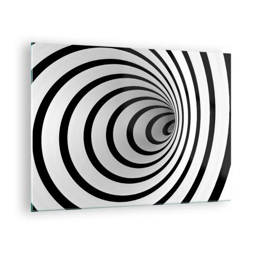 Tablou pe sticlă - Model spiralat abstract în alb și negru - 70x50cm - Nu poți rezista nici uneia dintre ele? - Decorațiune modernă pentru perete pentru living și dormitor ARTTOR