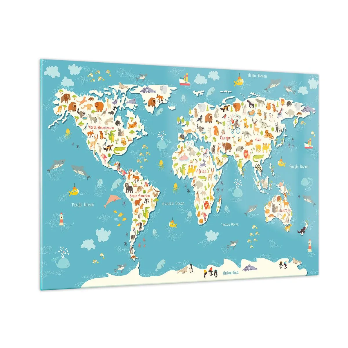 Tablou pe sticlă - Noi iubim întreaga lume - 100x70 cm