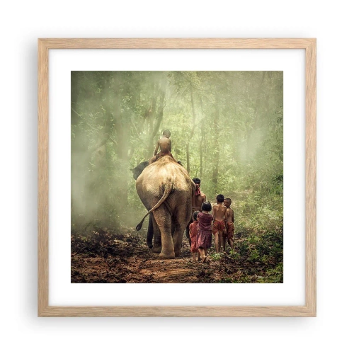 Poster în ramă de stejar deschis - Noua Carte a Junglei - 40x40 cm