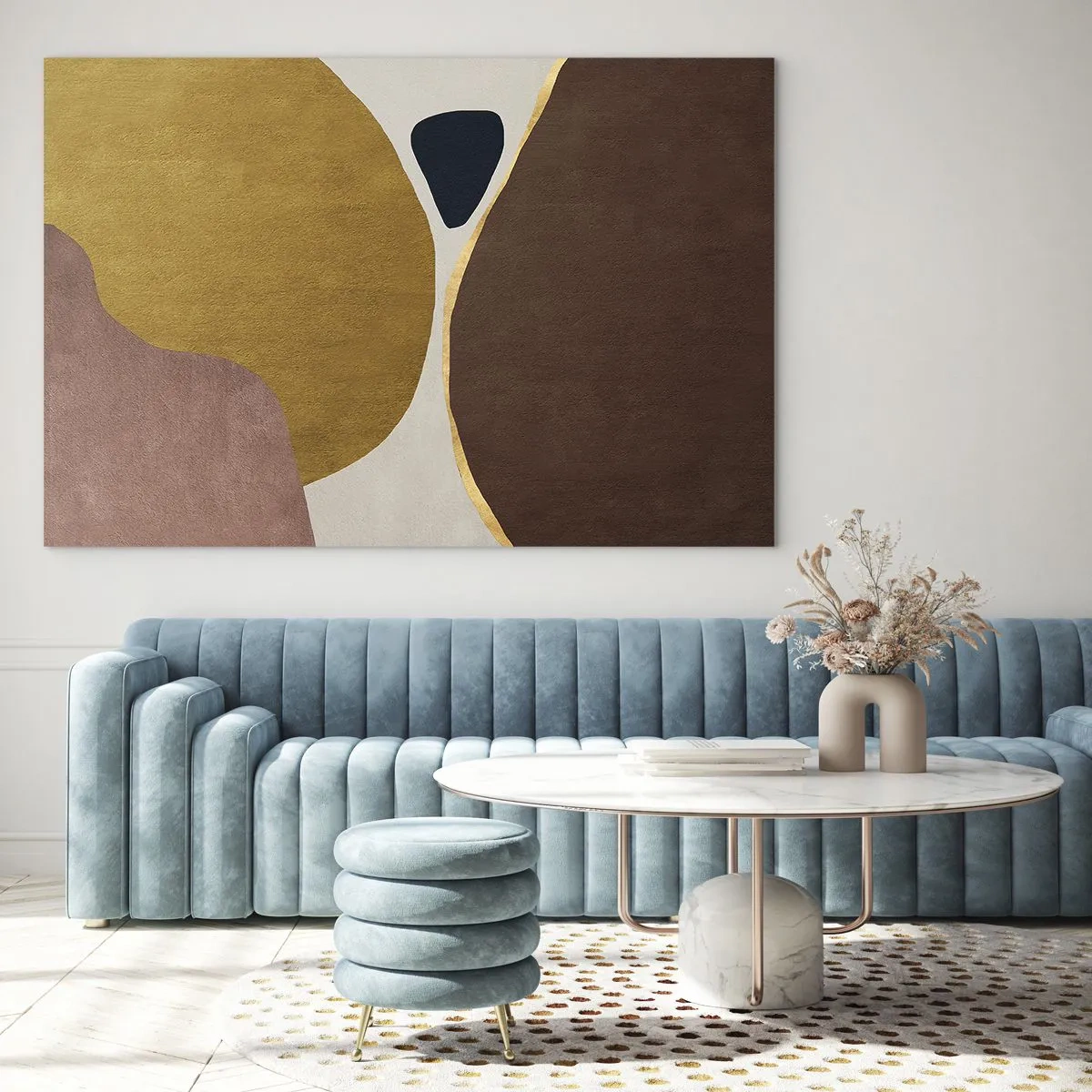 Tablou pe sticlă - O compoziție minimalistă de forme abstracte - 70x50cm - Abstracție - un loc în spațiu - Decorațiune modernă pentru perete pentru living și dormitor ARTTOR