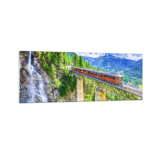 Tablou pe sticlă - Calea ferată din Alpi - 140x50 cm