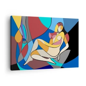 Tablou pe pânză Canvas - Nud colorat în stil cubist - 70x50cm - Nudul cubist - Decorațiune modernă pentru perete pentru living și dormitor ARTTOR