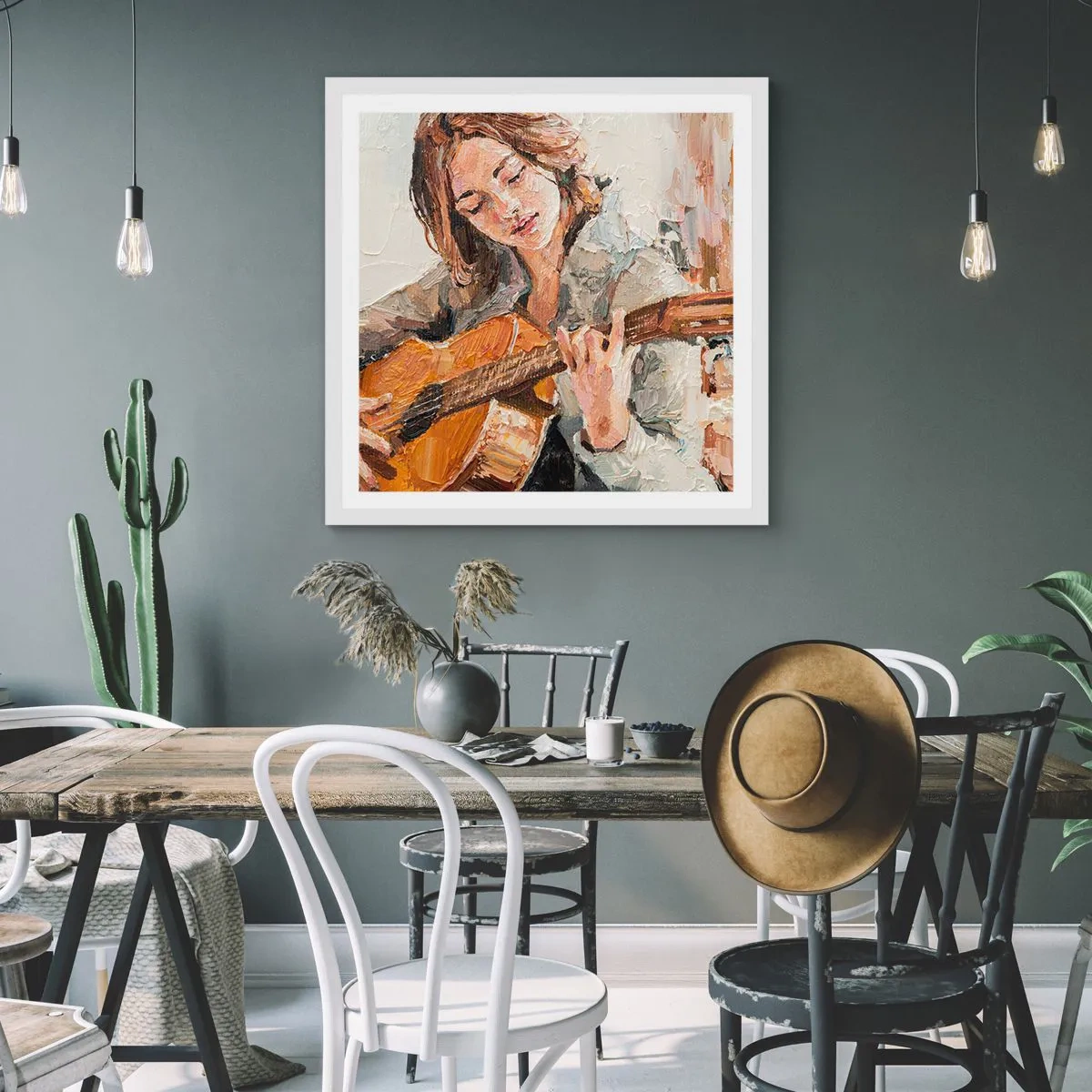 Poster în ramă albă - Concert pentru chitară și inima unei fete - 30x30 cm