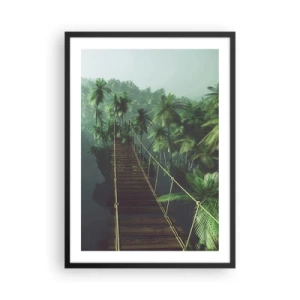Poster în ramă neagră - Un pod suspendat într-o pădure tropicală plină de palmieri - 50x70cm - Deasupra cazanului verde - Decorațiune modernă pentru perete pentru living și dormitor ARTTOR